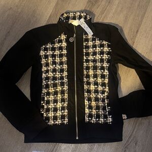 Elegant Black and White Women's zip up